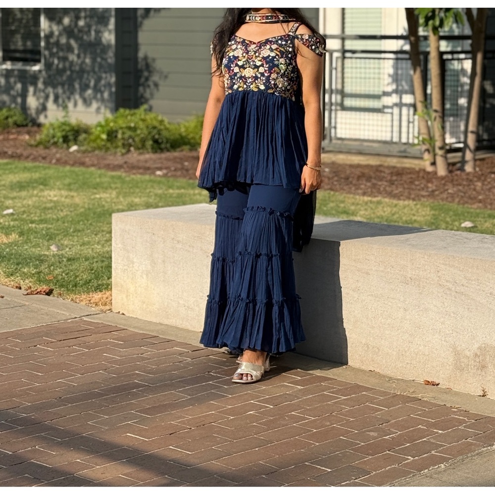 Floral Navy Blue Maxi Dress